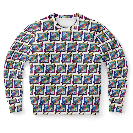 Athletic Sweatshirt - AOP Kukloso Abstractical No 35 Abstract Multicolored Shapes on White - Free Shipping