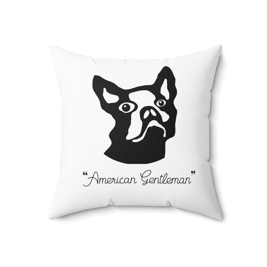 Spun Polyester Square Pillow Kukloso 'American Gentleman' Boston Terrier Dog - Free Shipping