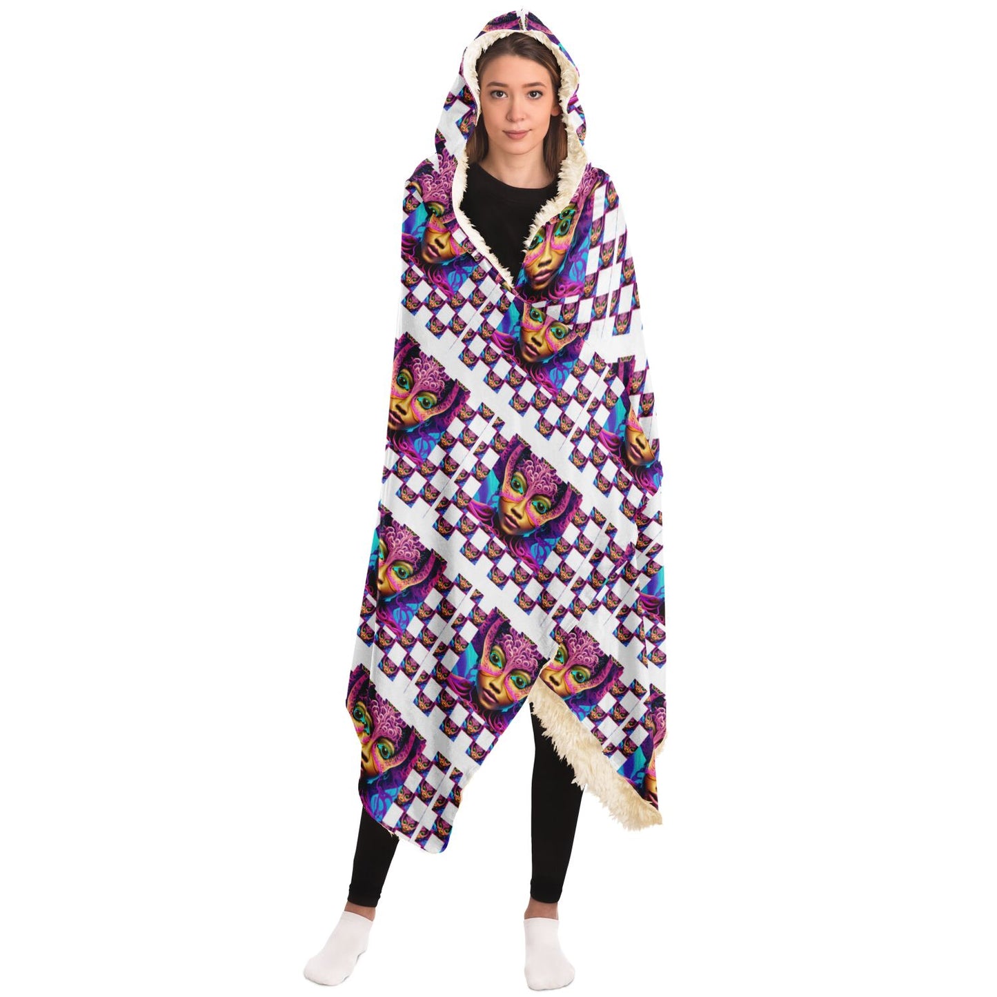 Hooded Blanket - AOP Kukloso Space Faces o 21 A - Free Shipping