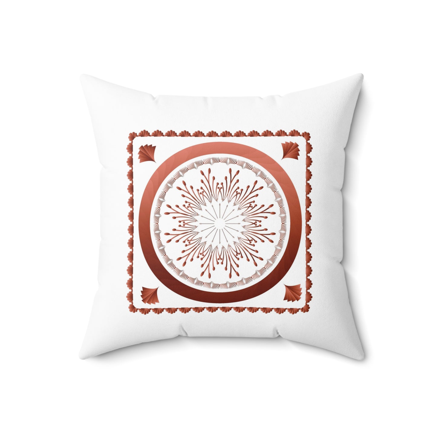 Spun Polyester Square Pillow Kukloso Mandala No 26 Silver/Copper - Free Shipping