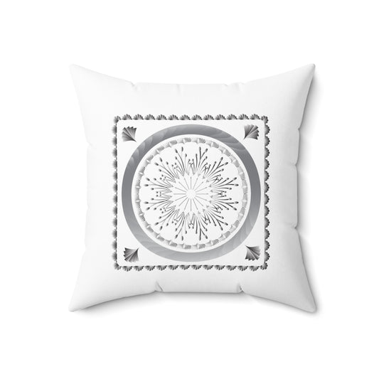 Spun Polyester Square Pillow Kukloso Mandala No 26 Silver/Copper - Free Shipping