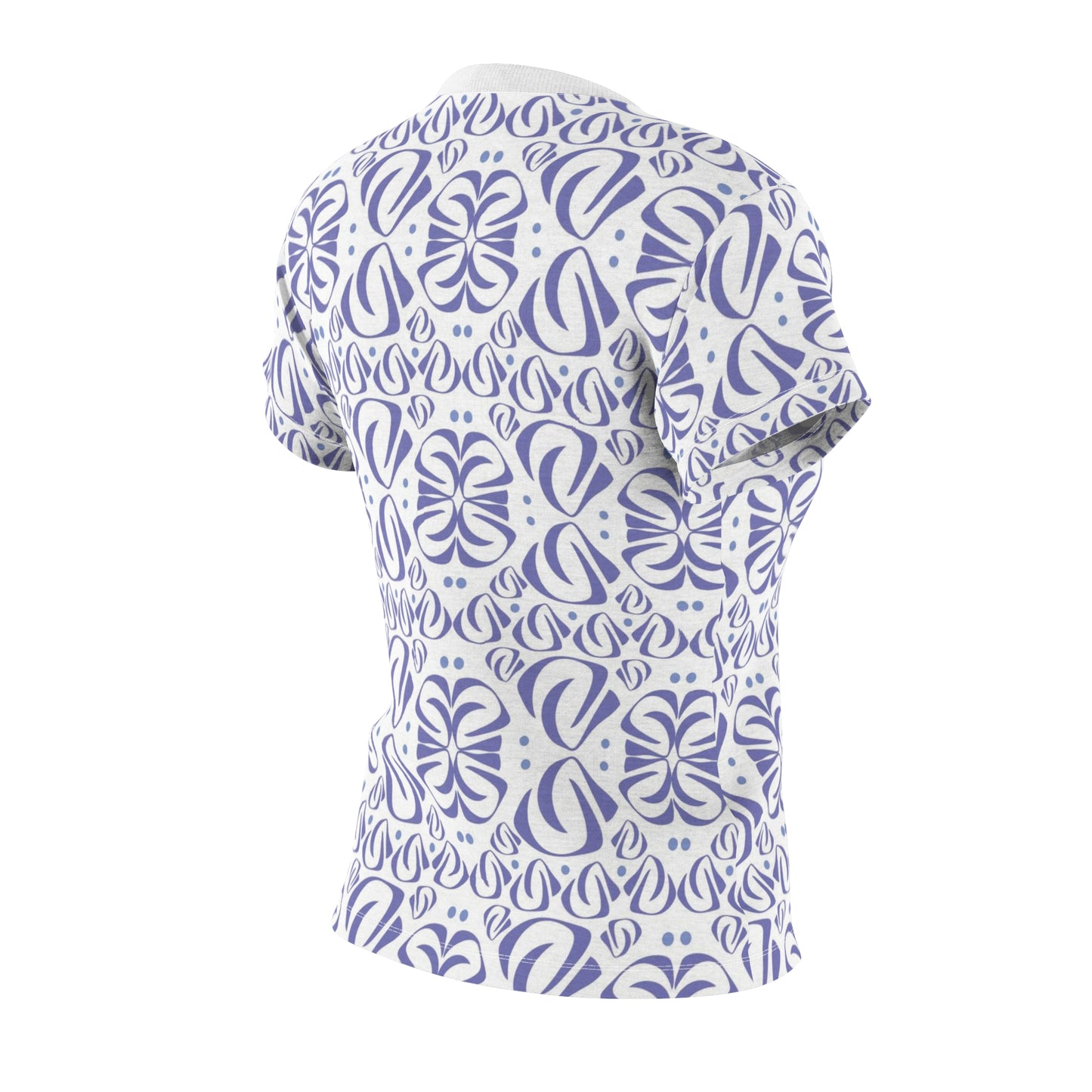 Women's Cut & Sew Tee (AOP) Kukloso Fleurons No 32 No 9 Periwinkle on White - Free Shipping