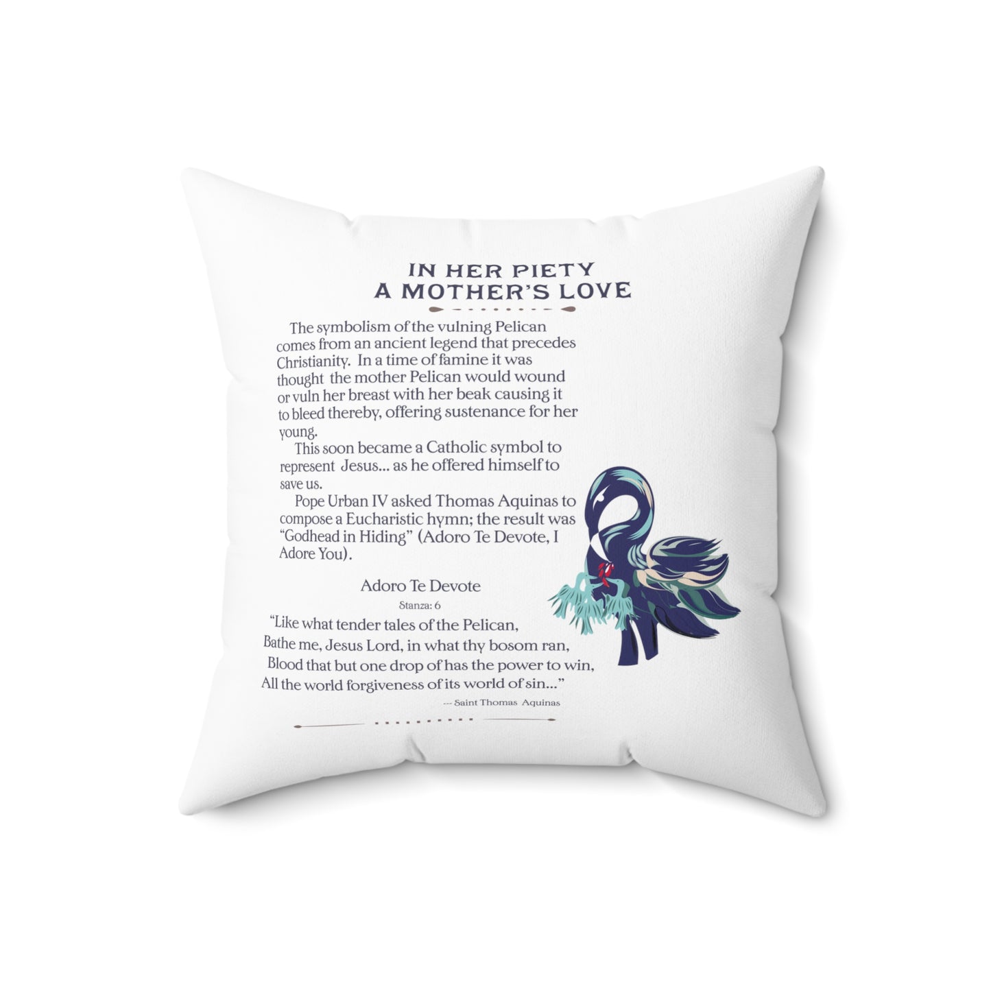 Spun Polyester Square Pillow Kukloso The Vulning Pelican 'In Her Piety' No 3 - Free Shipping