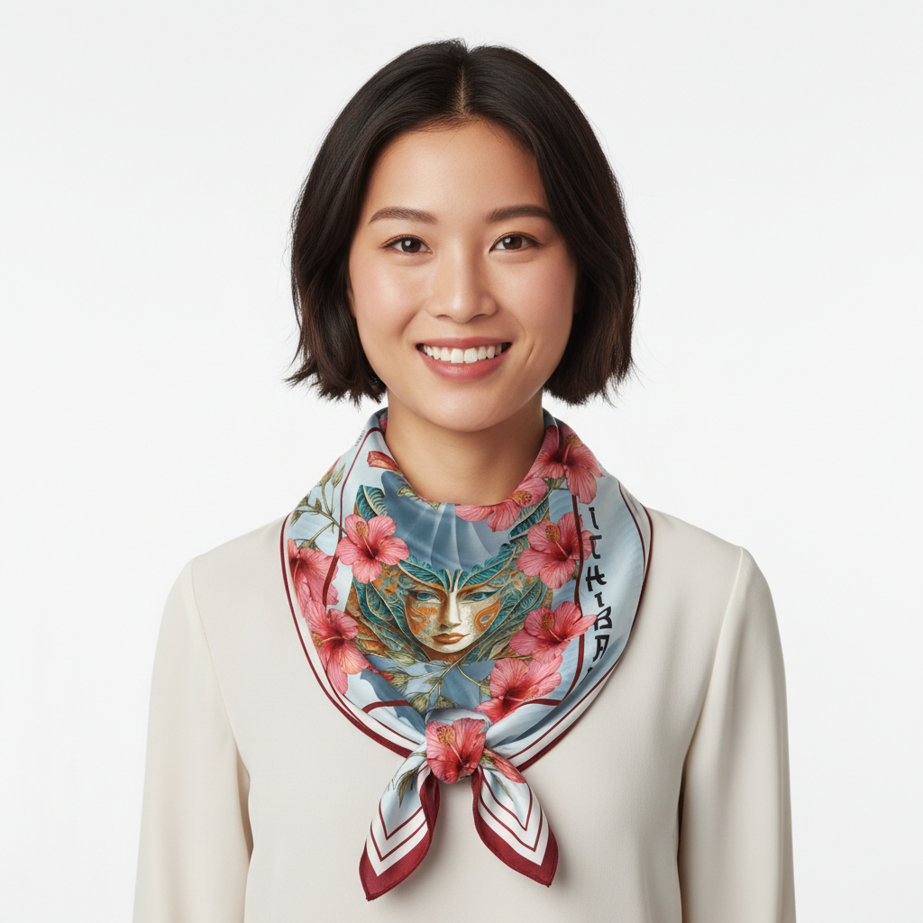 100% Silk Charmeuse Square Scarf Ichiban One