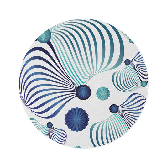 Round Rug Kukloso MD No 39 Abstract Shapes Aqua & Navy  Free Shipping