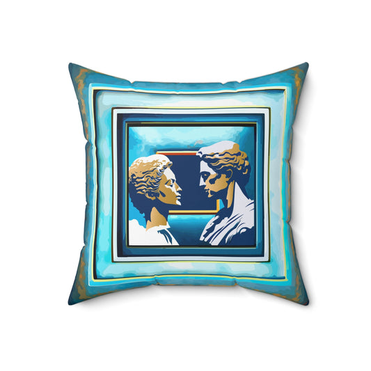 Spun Polyester Square Pillow Kukloso Greek Couple - Free Shipping