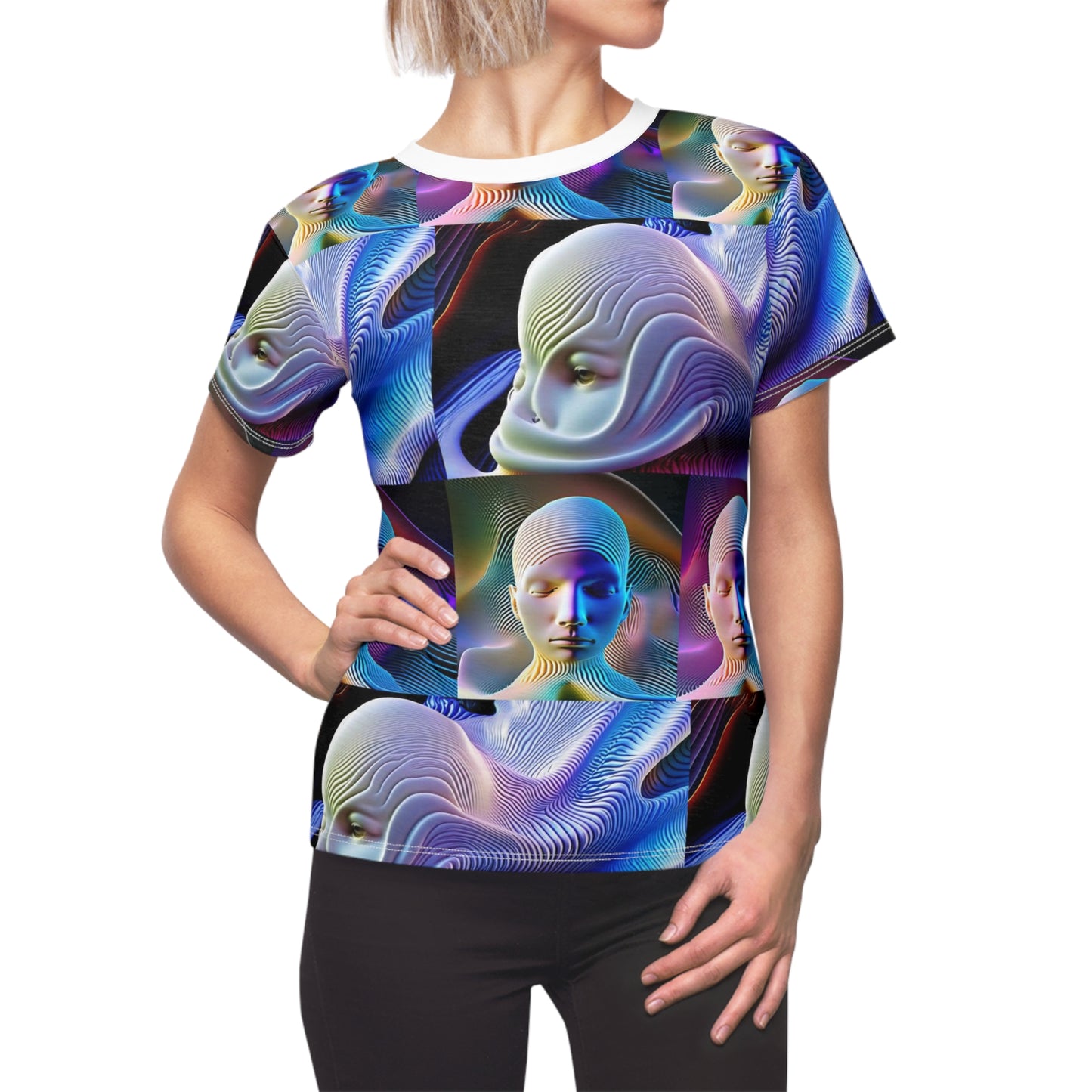 Women's Cut & Sew Tee (AOP) Kukloso Space Face No 3 - Free shipping