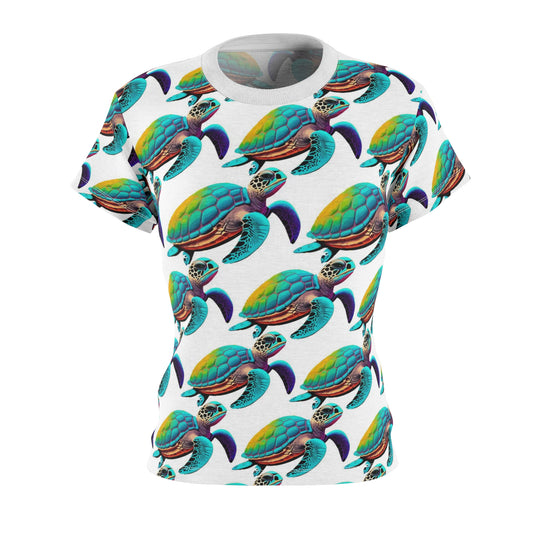 Women's Cut & Sew Tee (AOP) Kukloso Cubist Mr. Sea Turtle - Free Shipping