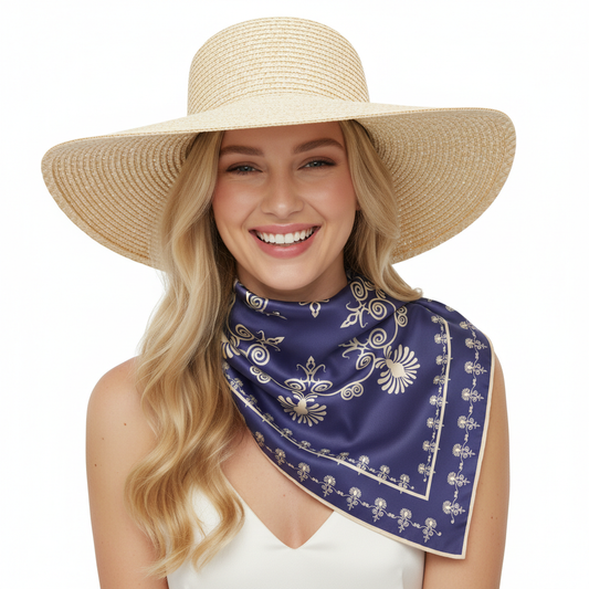 100% Silk Charmeuse Square Scarf Modern Mandala No 1