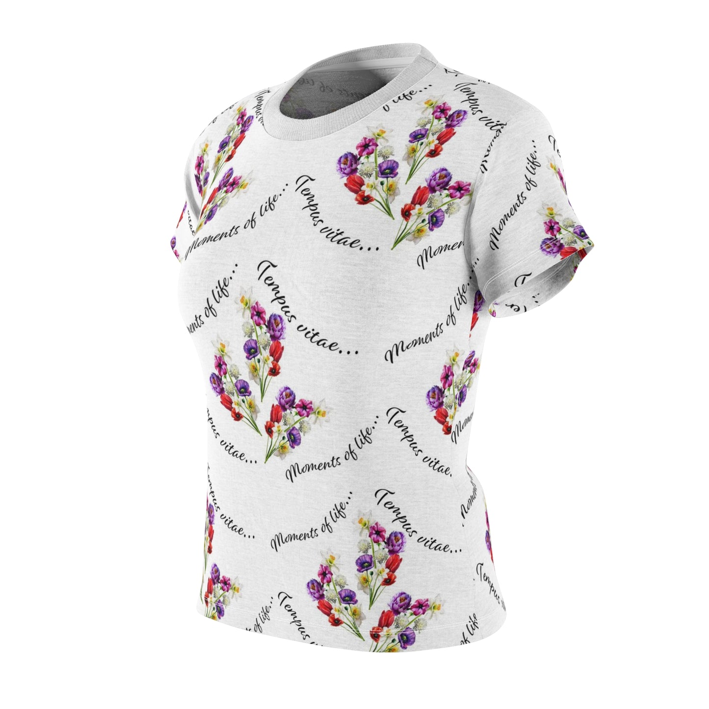 Women's Cut & Sew Tee (AOP) Kukloso 'Moments of Life' large Pattern on White - Free Shipping