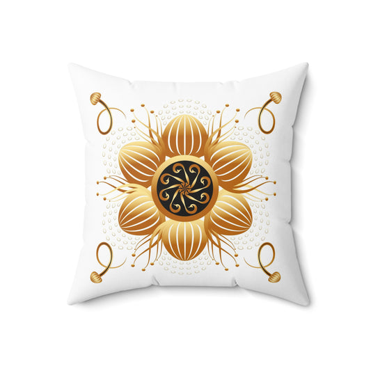 Spun Polyester Square Pillow Kukloso Melange de fleur No 29 Gold/White & Gold/Black - Free Shipping