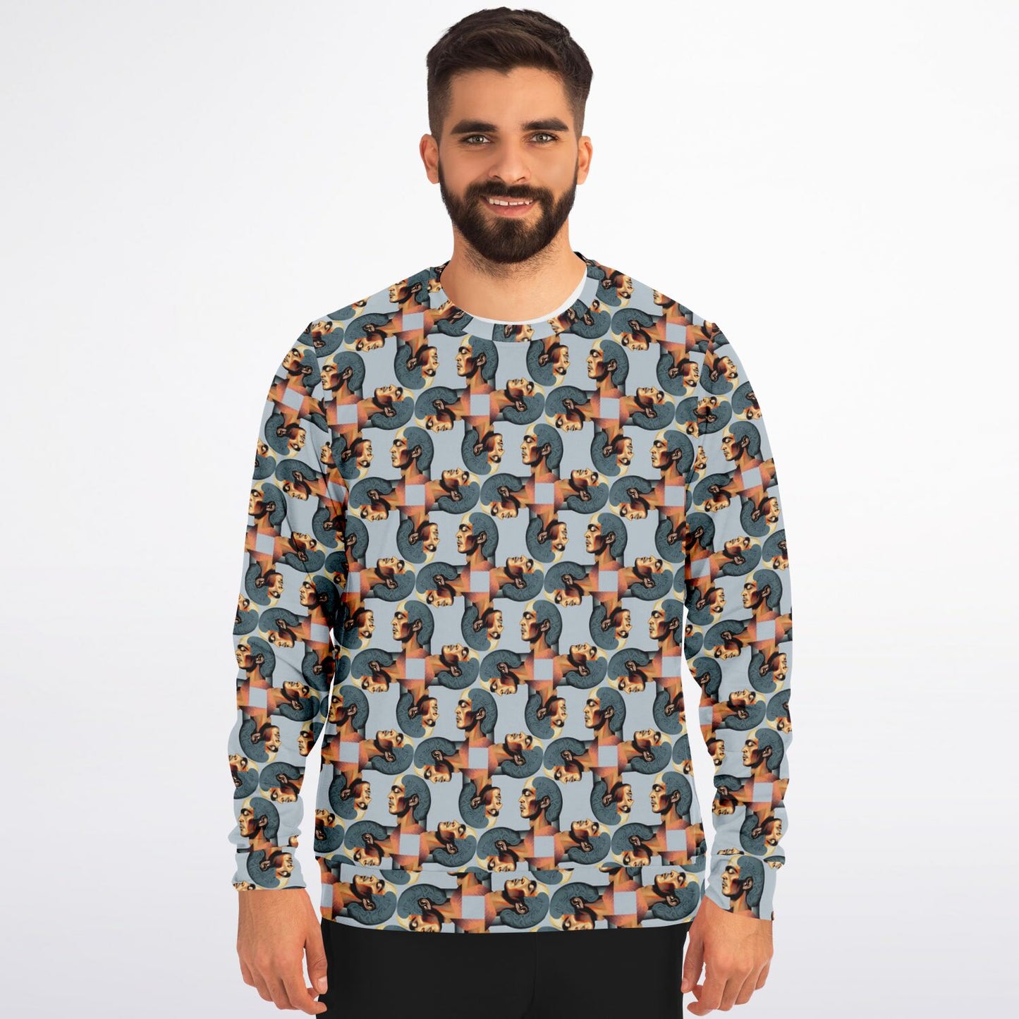 Athletic Sweatshirt - AOP  Kukloso Cubist Faces No 52 - Free Shipping