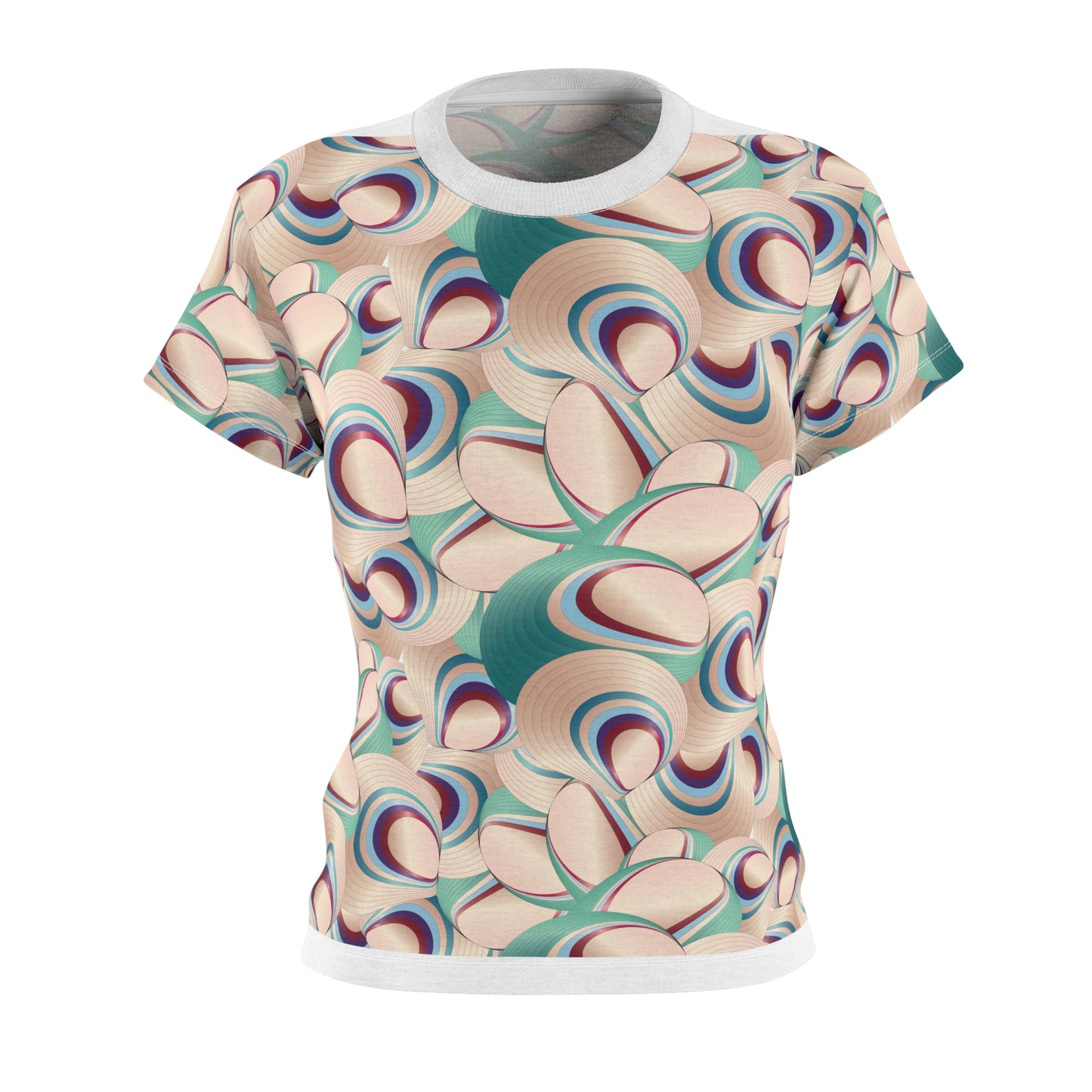 Women's Cut & Sew Tee (AOP) Kukloso MD Ice Cream Swirls No 5A Aqua-Cream Color - Free Shipping