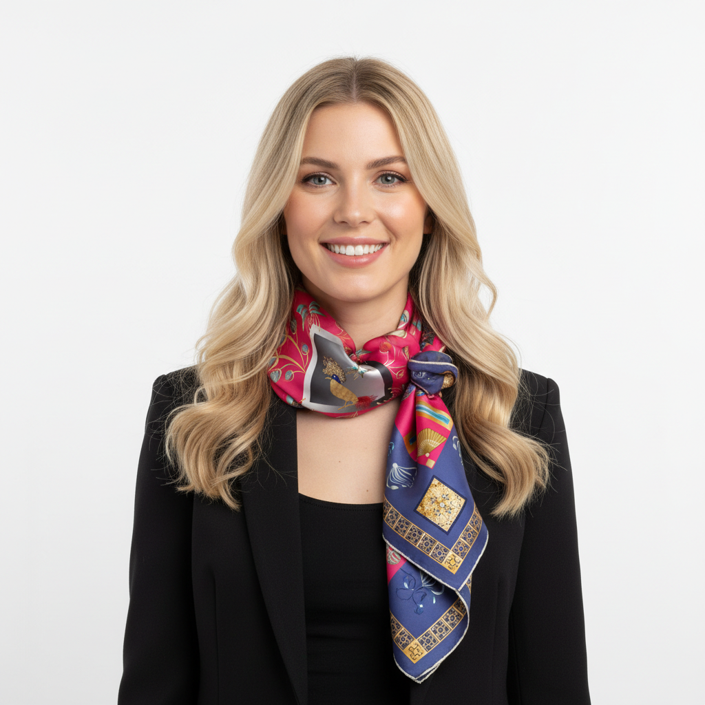 100% Silk Charmeuse Square Scarf Abstract Graphics No 4