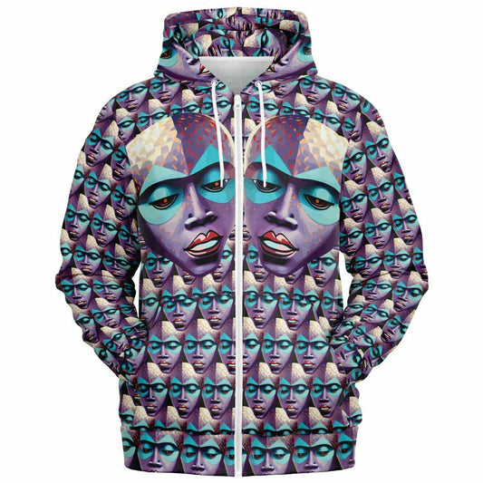 Fashion Zip-Up Hoodie - AOP Kukloso Space Faces No 22 - Free Shipping