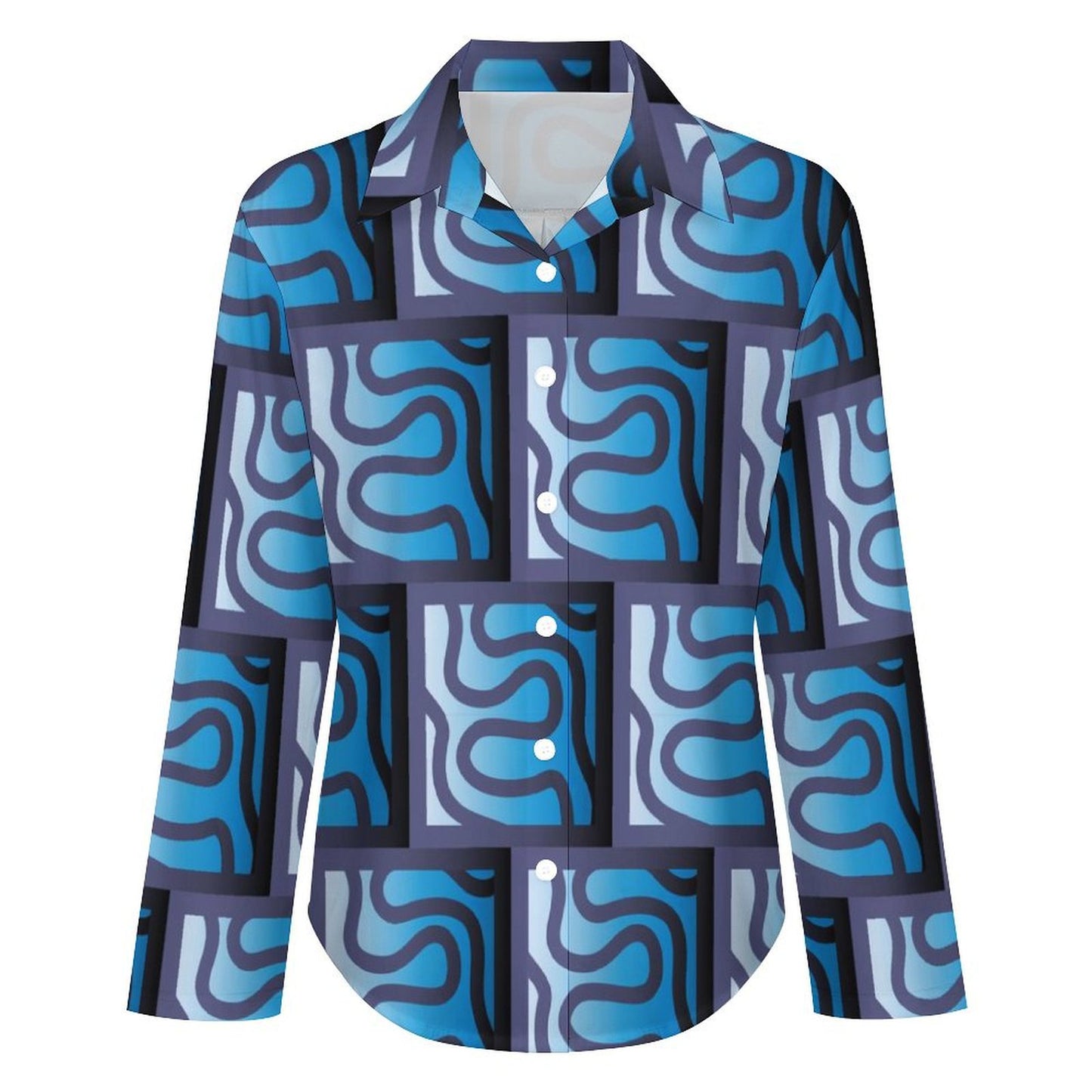 Long Sleeve Shirt Blouse Kukloso Abstract No 123