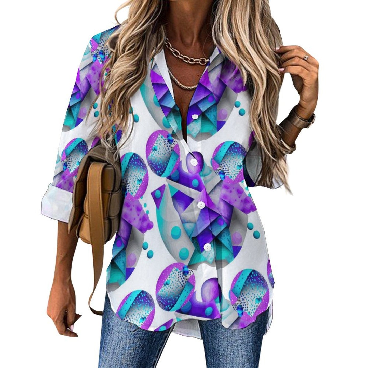 Long Sleeve Shirt Blouse Kukloso Abstract No 301