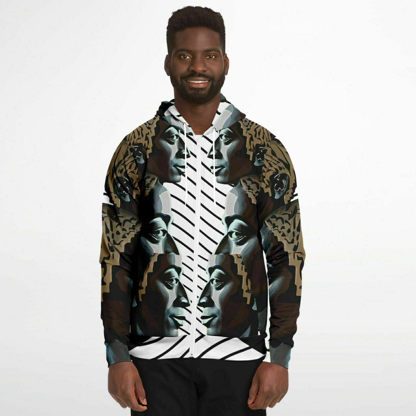 Fashion Zip-Up Hoodie - AOP Kukloso Cubist Faces No 43 C - Free Shipping