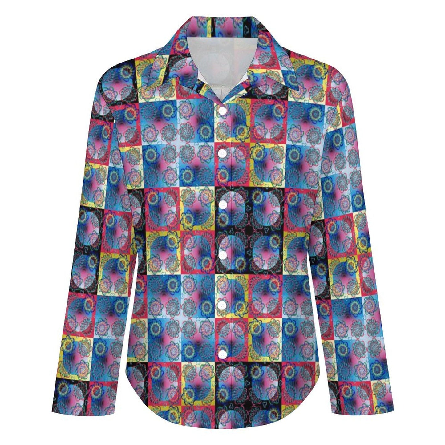 Long Sleeve Shirt Blouse Kukloso Abstract No 949