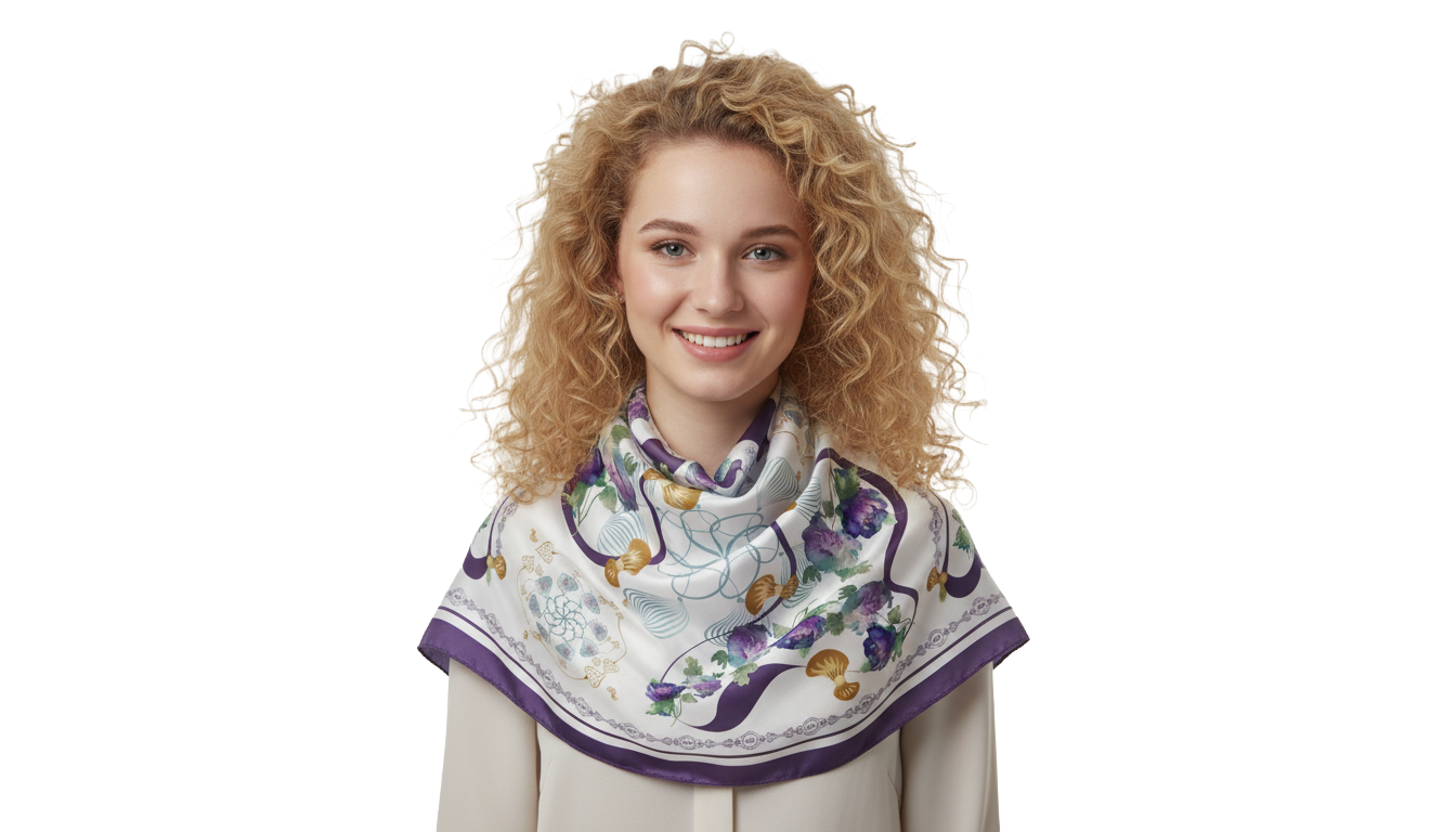 100% Silk Charmeuse Square Scarf Abstract Florals No 2