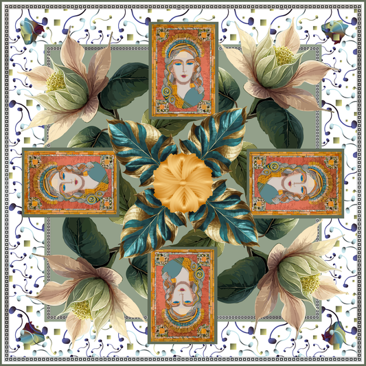 100% Silk Charmeuse Square Scarf Abstract Florals No 6