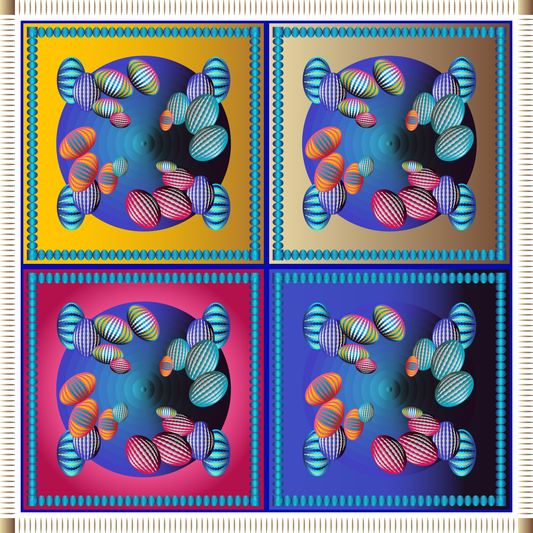 100% Silk Charmeuse Square Scarf Abstract Graphics No 10