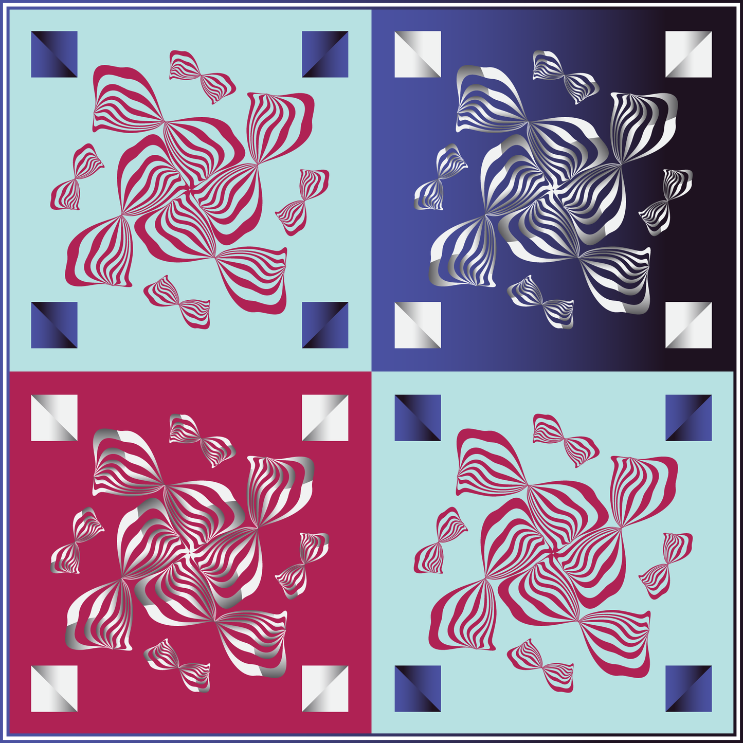 100% Silk Charmeuse Square Scarf Abstract Graphics No 1