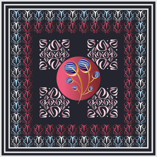 100% Silk Charmeuse Square Scarf Abstract Graphics No 5