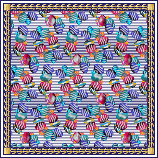 100% Silk Charmeuse Square Scarf Abstract Graphics No 8