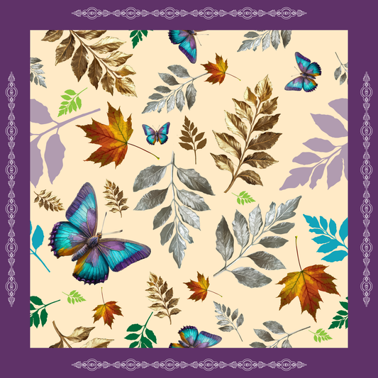 100% Silk Charmeuse Square Scarf Aqua Wings