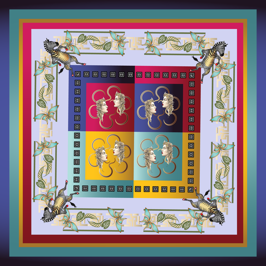 100% Silk Charmeuse Square Scarf Flora Roman Goddess of Flowers No 2