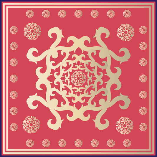 100% Silk Charmeuse Square Scarf Golden Elements No 2