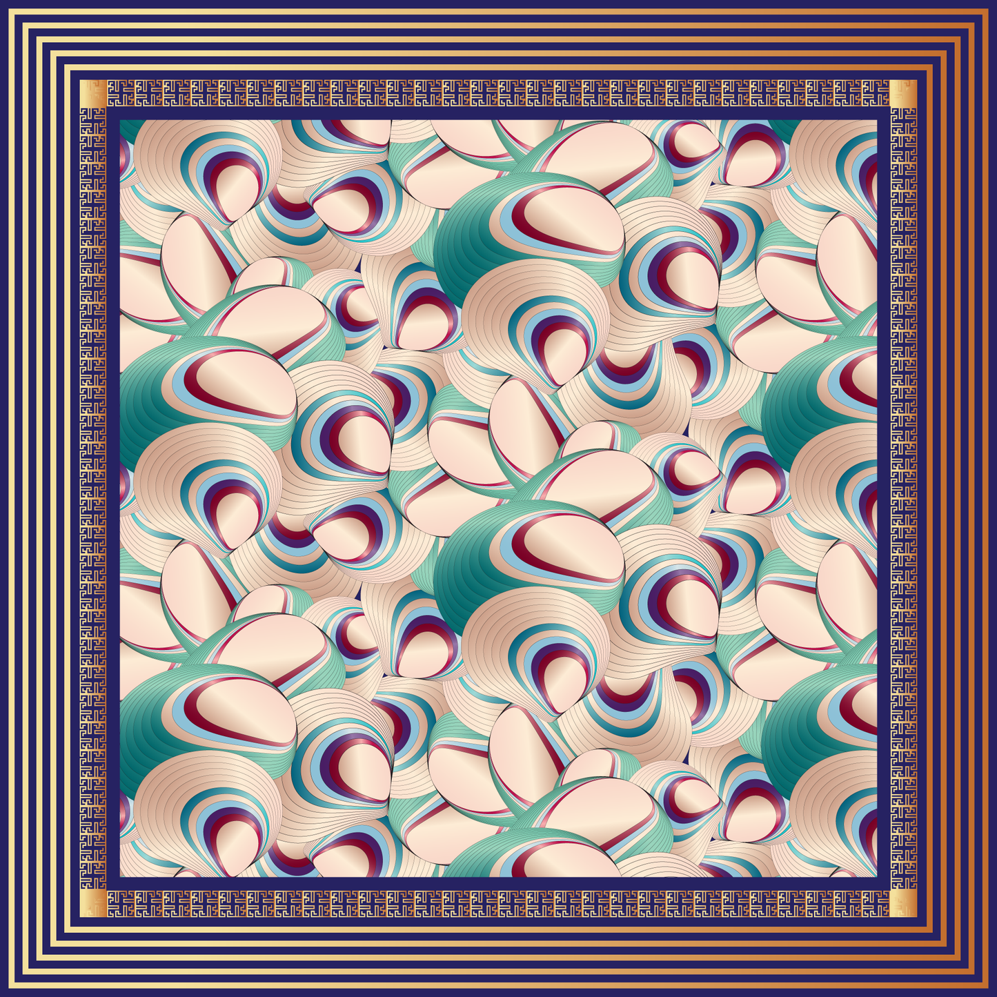 100% Silk Charmeuse Square Scarf  Ice Cream Swirls No 1