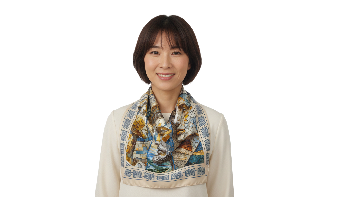 100% Silk Charmeuse Square Scarf Roman Mosaic Triptych No 1