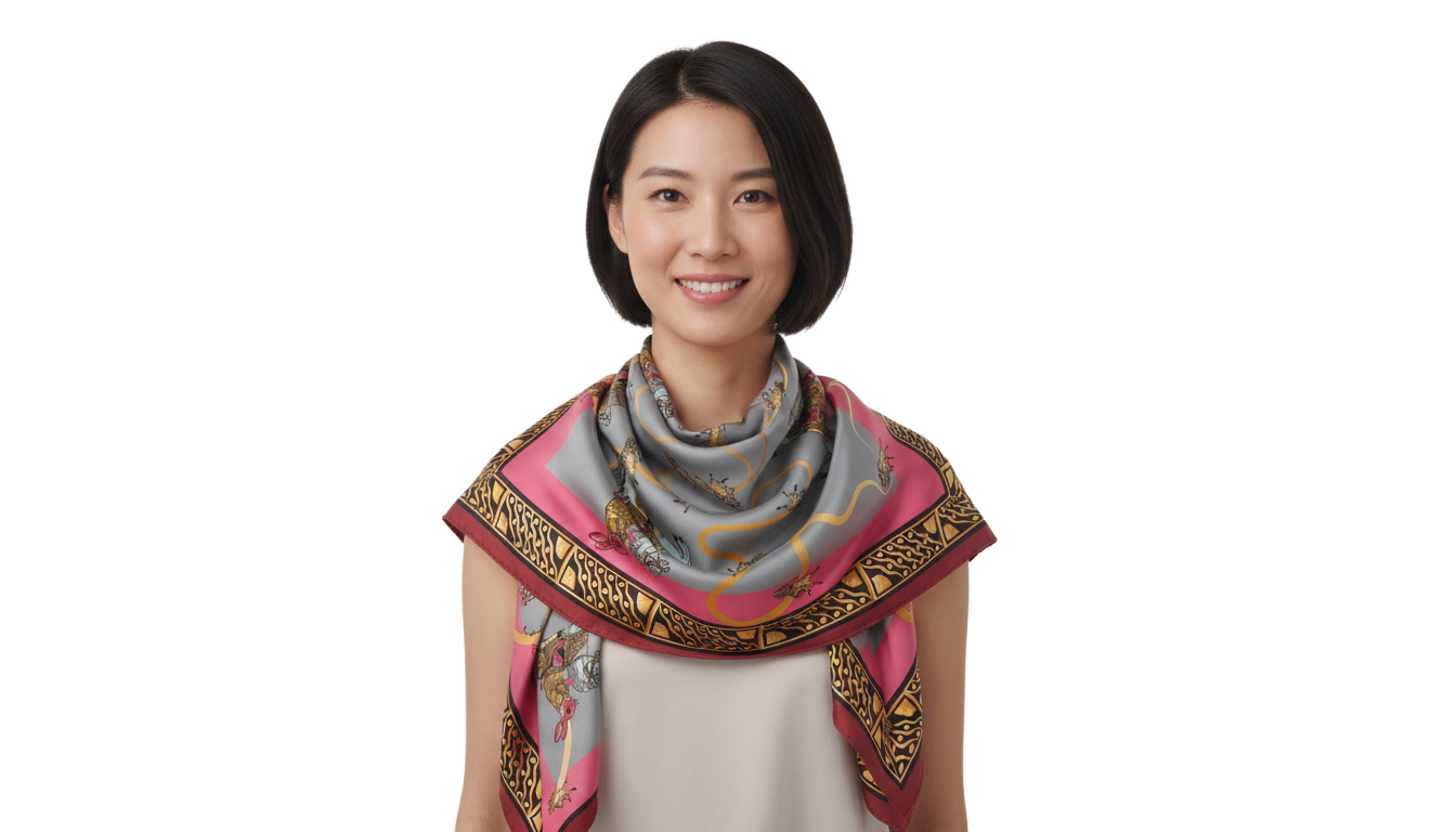 100% Silk Charmeuse Square Scarf Sir Rabbit and Friends