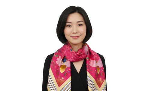 100% Silk Charmeuse Square Scarf The Golden Bees No1