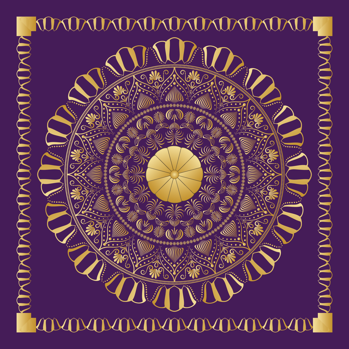 100% Silk Charmeuse Square Scarf  The Purple Mandala