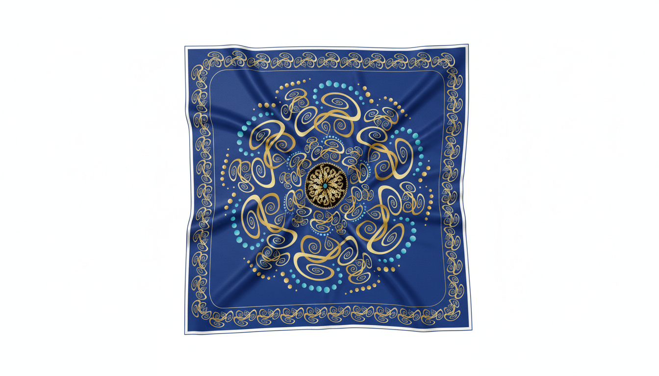 100% Silk Charmeuse Square Scarf Modern Mandala No 4