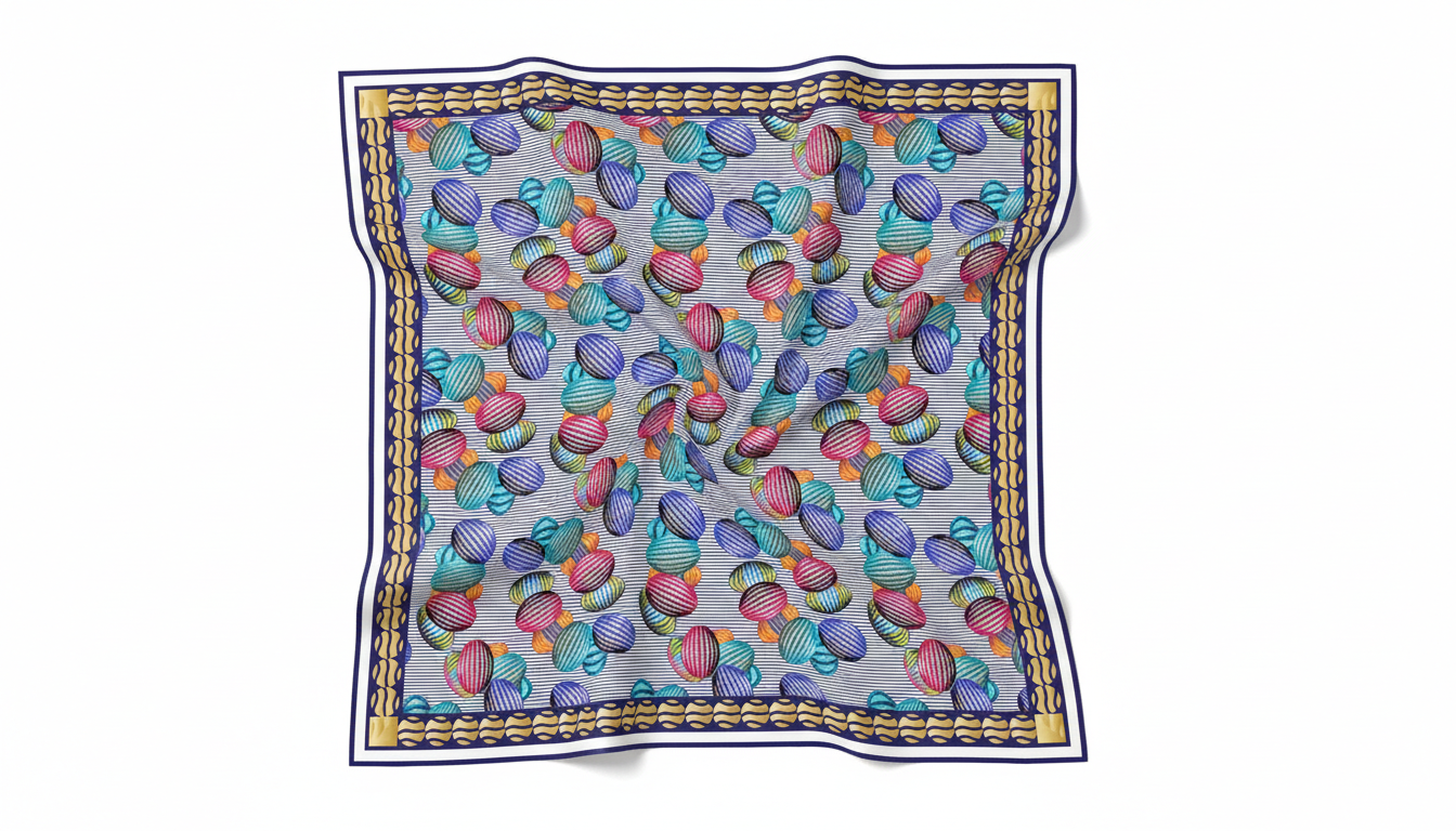100% Silk Charmeuse Square Scarf Abstract Graphics No 8
