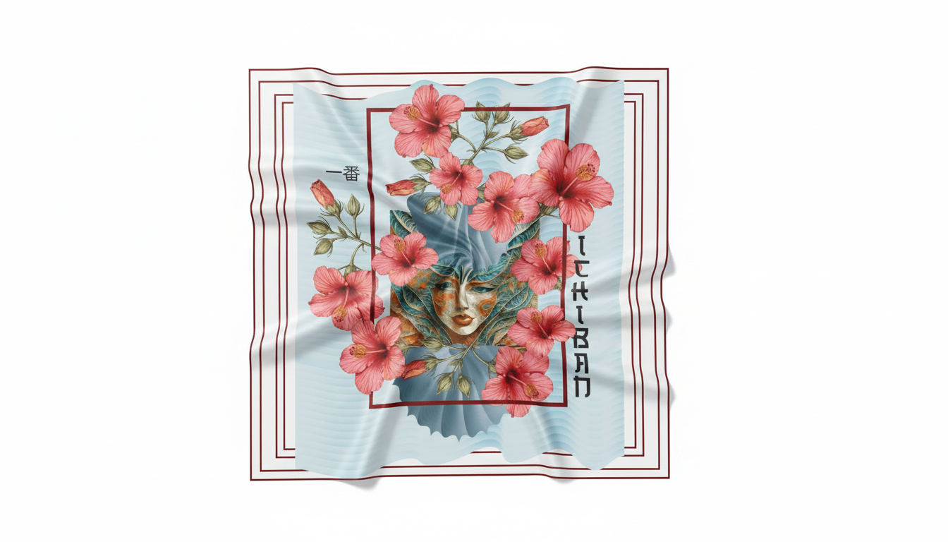 100% Silk Charmeuse Square Scarf Ichiban One