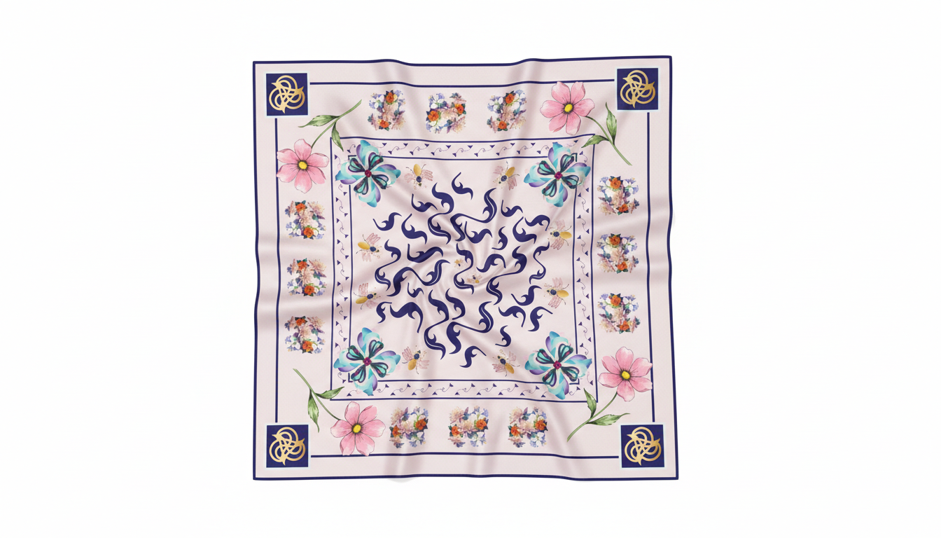 100% Silk Charmeuse Square Scarf Abstract Florals No 7