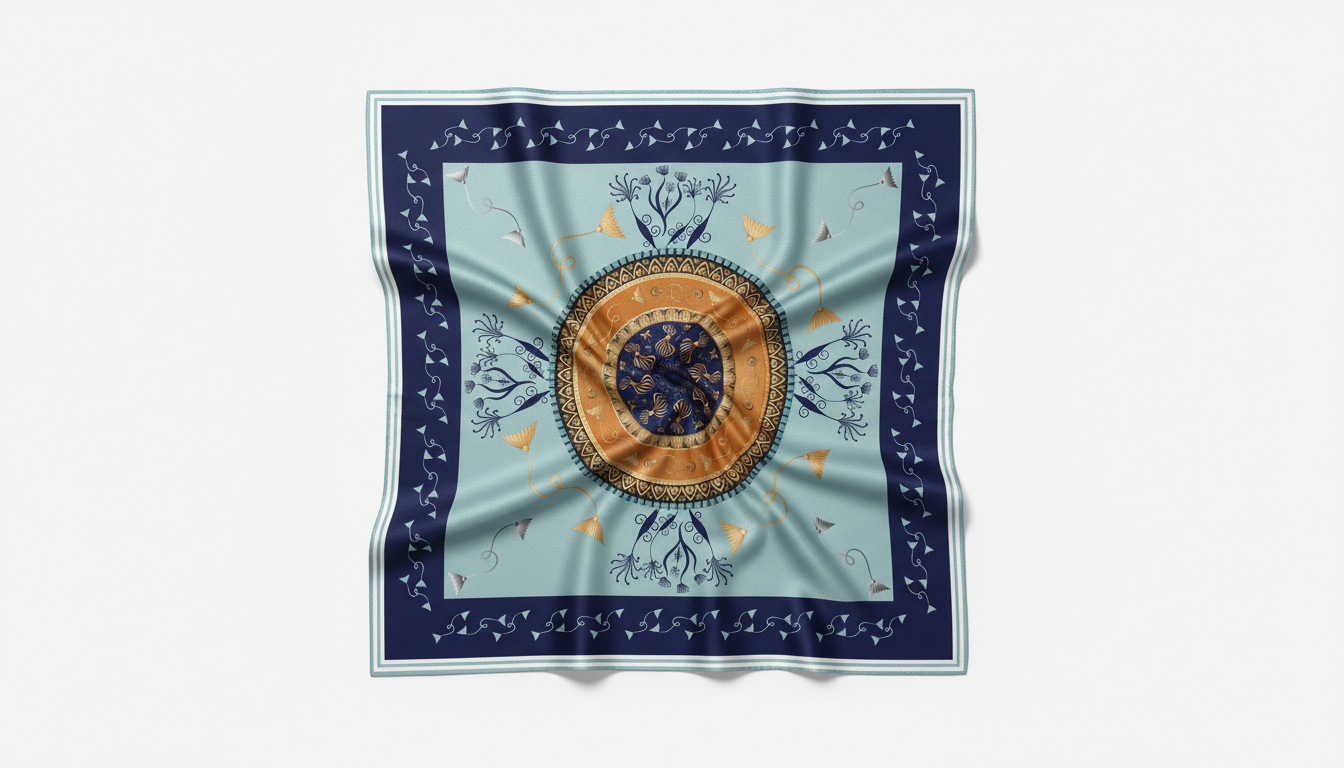 100% Silk Charmeuse Square Scarf Modern Mandala No 3