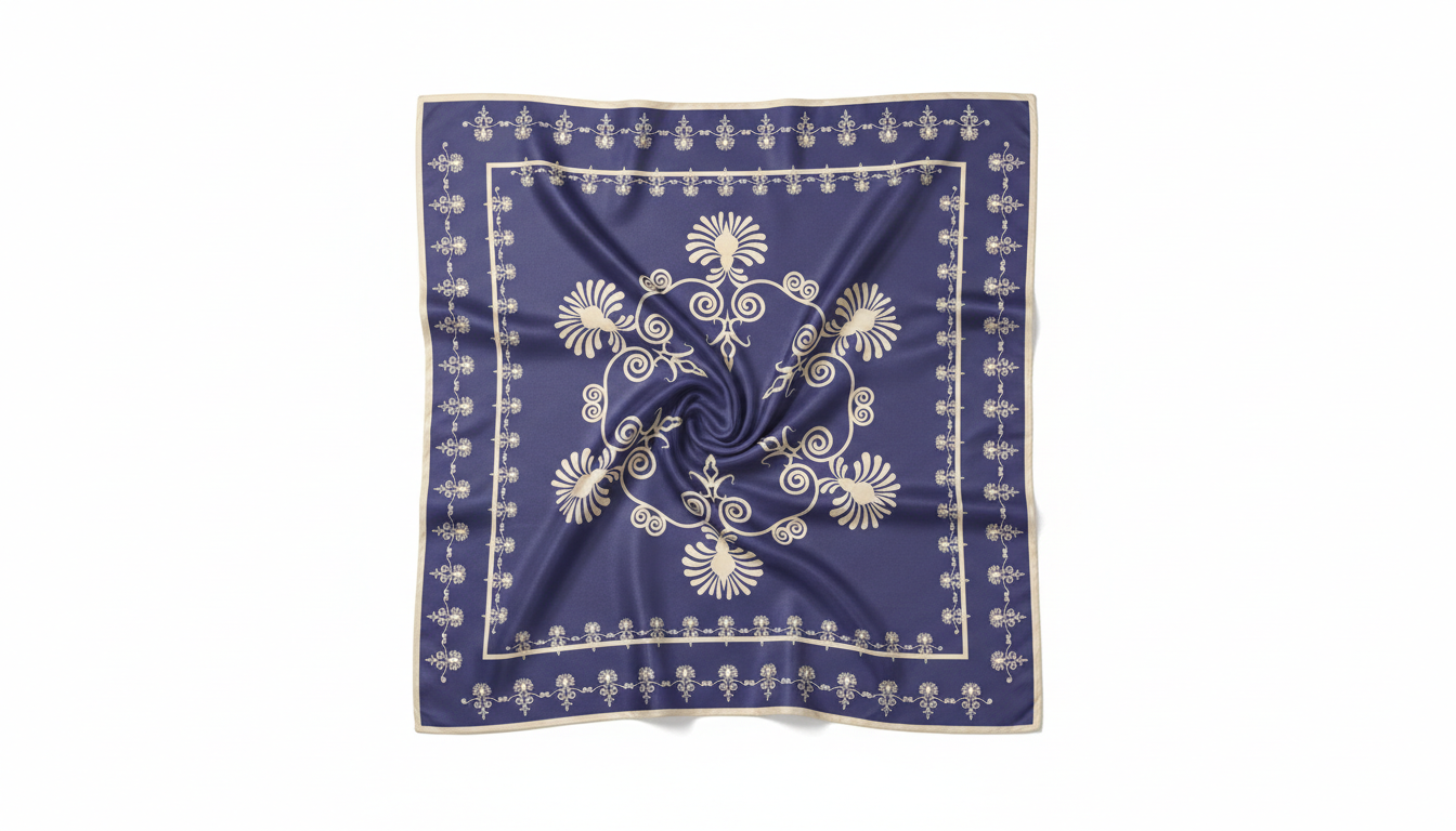 100% Silk Charmeuse Square Scarf Modern Mandala No 1