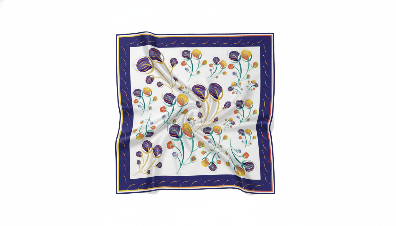 100% Silk Charmeuse Square Scarf Abstract Florals No 1