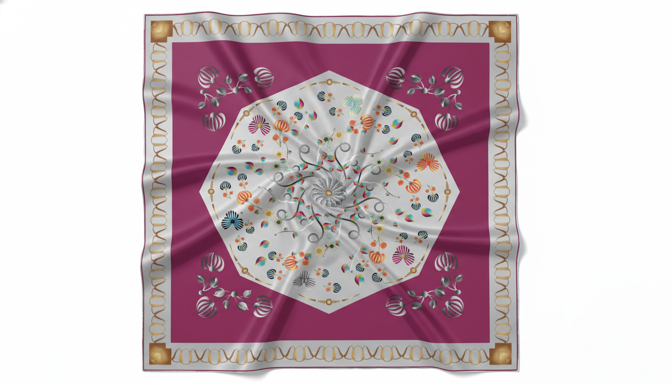 100% Silk Charmeuse Square Scarf Abstract Florals No 4