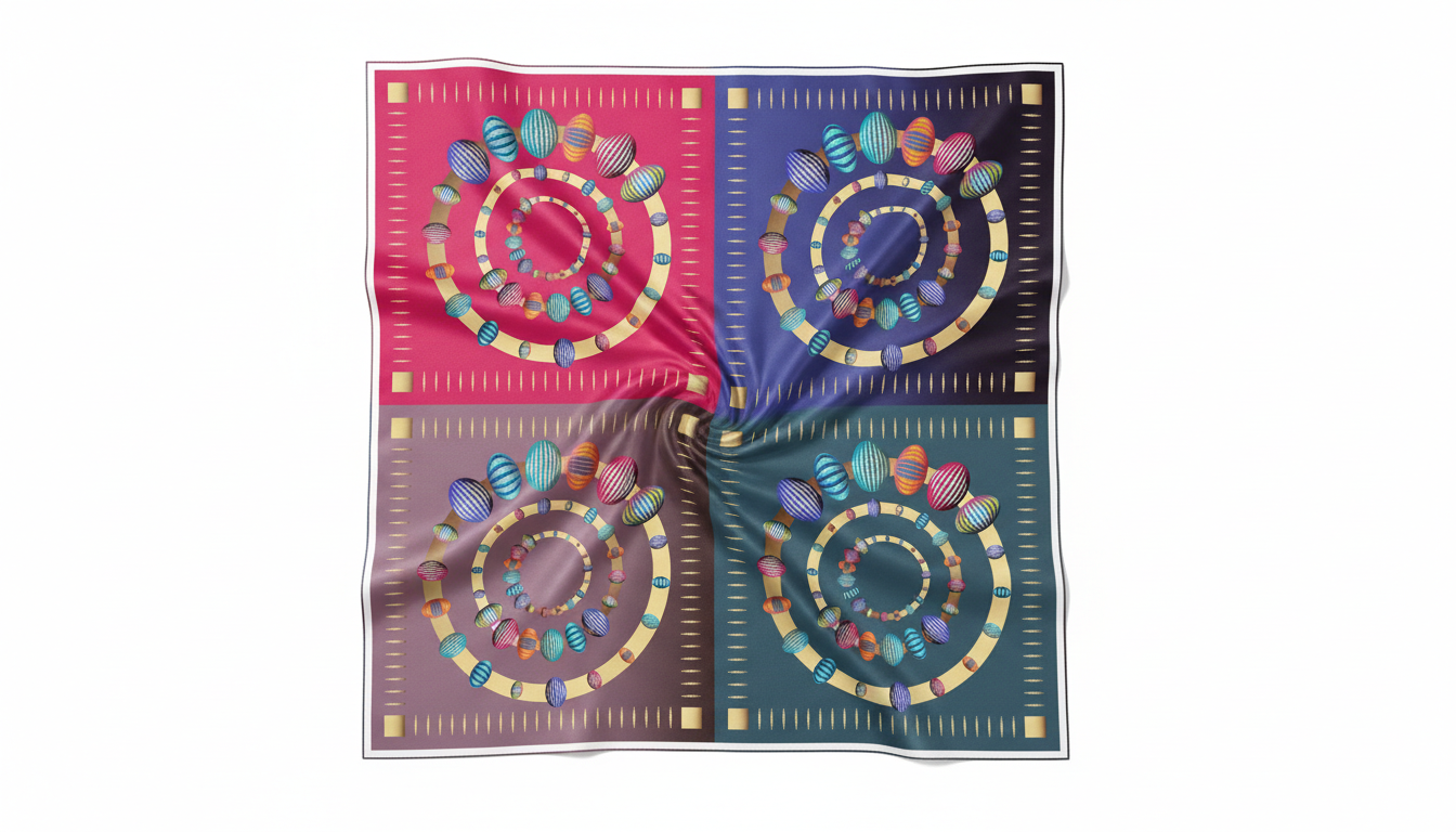 100% Silk Charmeuse Square Scarf Abstract Graphics No 9