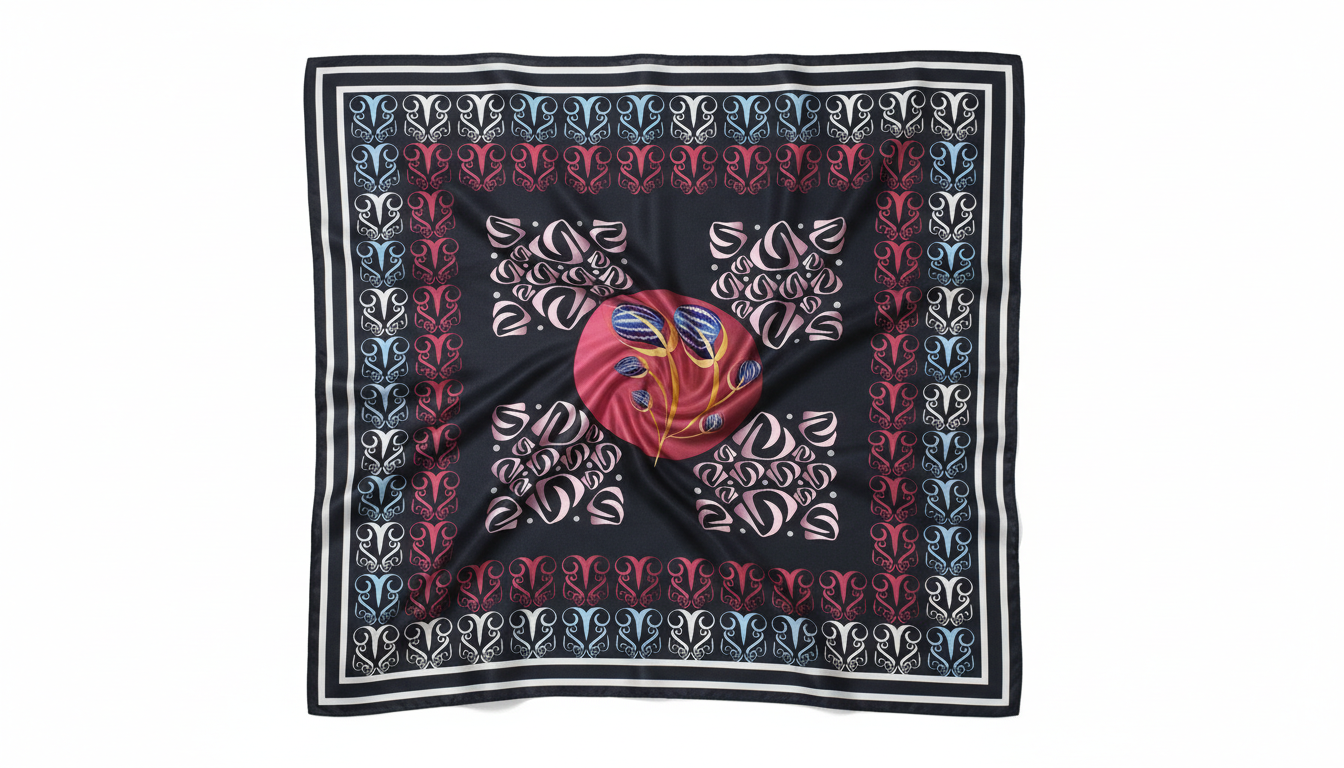 100% Silk Charmeuse Square Scarf Abstract Graphics No 5