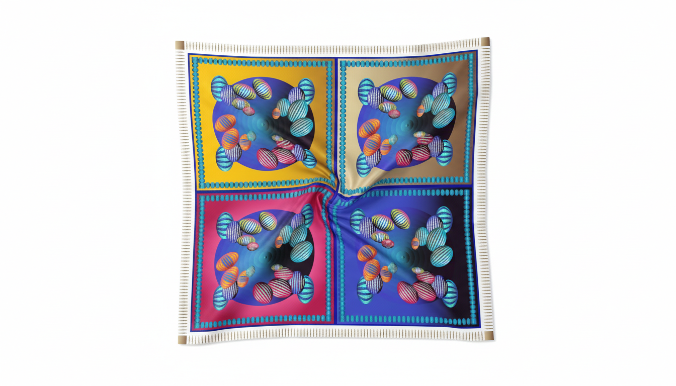 100% Silk Charmeuse Square Scarf Abstract Graphics No 10