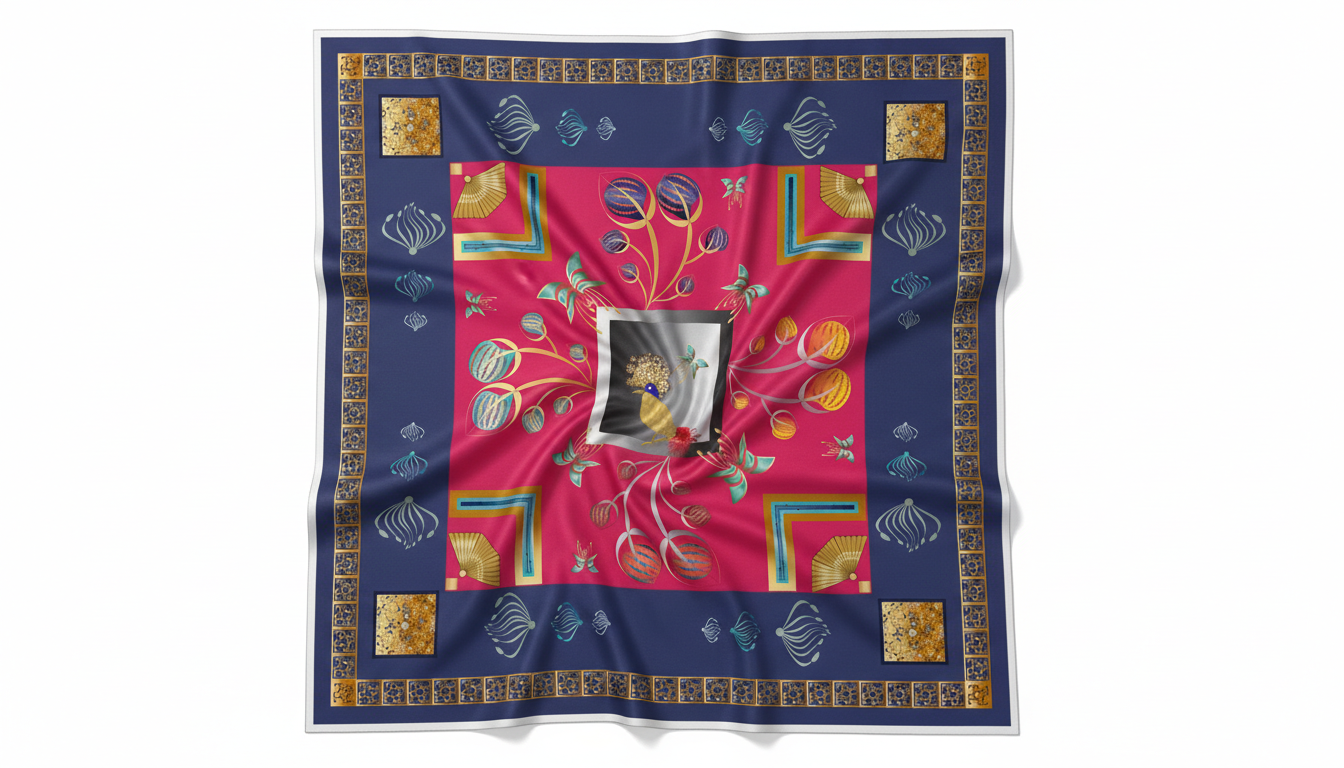 100% Silk Charmeuse Square Scarf Abstract Graphics No 4