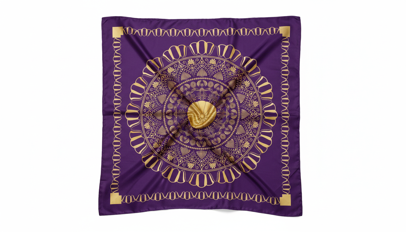 100% Silk Charmeuse Square Scarf  The Purple Mandala